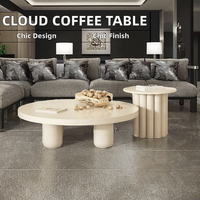 Ensemble table basse moderne crème blanche ondulée en forme de nuage maison bureau ferme tissé bois marbre fibre de verre hôtel salon pour MDF