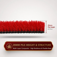 Tapis de gazon artificiel rouge vif pour extérieur, 20 mm, synthétique, pour décoration de cour et fournitures de mariage