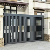 Puertas Batientes Horizontales Modernas de Aluminio, Puerta de Garaje Automática, Entrada Exterior para Casa Residencial y Chalet