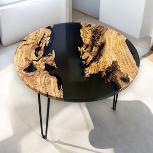Tavolino da pranzo sud americano legno naturale in resina epossidica di legno di noce di lusso con forma rotonda di Design personalizzato - Product Image 1