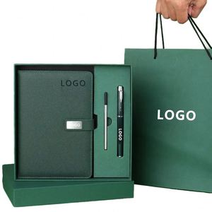 Custom Logo Printed Eco-Friendly Journal Notebook Set Business Corporate Novelty Gifts with Leather Cover Includes Pen Bracelets - Product Image 1