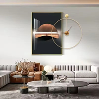 Reloj de pared de porcelana de cristal moderno, luz de pared, decoración de habitación de Arte de lujo, reloj de pared, decoración de pintura