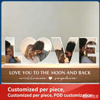 Vente flash pour la Saint-Valentin, ornement lumineux LED personnalisé avec photo imprimée en acrylique UV QGF, cadeau pour petite amie, femme et amant