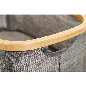 Bicheng Bamboo Laundry <b>Basket</b> 39x27x16cm <b>Foldable</b> Fabric Storage Organizer For Bathroom Home Use - Product Image 3