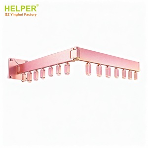 Aluminum Alloy <b>Wall</b> <b>Mounted</b> <b>Clothes</b> <b>Drying</b> <b>Rack</b> Fixed Rectangle Shape With Hooks For Home Storage - Product Image 2