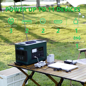 1200W 1024Wh Portable <b>Solar</b> <b>Generator</b> Rechargeable Power Station with LED Emergency Light Qi Wireless Charger for Outdoor RV - Product Image 4