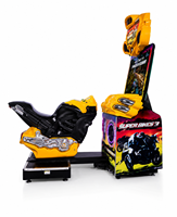 LECHUANG Machine de jeu d'arcade de course de motos pour enfants à monnayeur, simulateur vidéo en métal, plastique et acrylique, pour divertissement intérieur, version anglaise