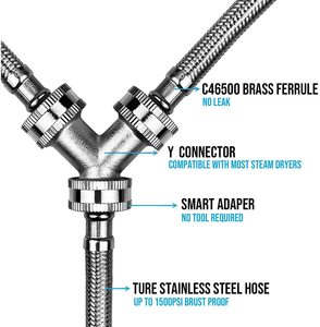 Venta caliente Flex 6ft con 3/4 "<span class=keywords><strong>FTH</strong></span> Codo de 90 grados Entrada de 1ft y conector Y Kit de instalación de manguera de secador de vapor - Product Image 3