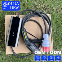 Câble de charge portable pour voiture électrique GBT 16A, 3 phases, 11 kilowatts, chargeur de voiture électrique AC