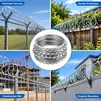 Fil barbelé en spirale en acier galvanisé à bord tranchant, longueur de barbelure personnalisée pour clôtures de ferme et de jardin, commande en gros, MOQ