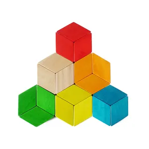 وحدات بناء ثلاثية الأبعاد تعليمية تصنعها بنفسك مغناطيس بالألغاز الخشبية مكعبات مغناطيسية ملونة للأطفال