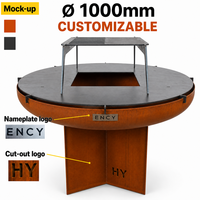Barbecue - Barbecue portable en métal pour la cuisson sur de grands espaces