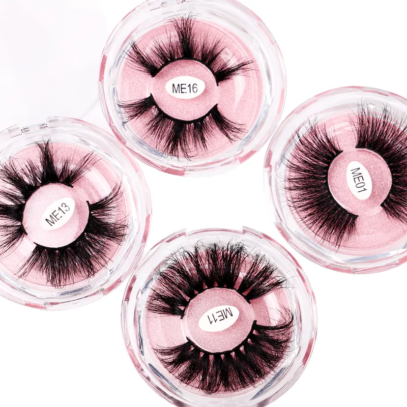 Natural Appearance Pink 25 Mm 3D Mink Eyelashes Fluffy 100% Mink Eyelashes