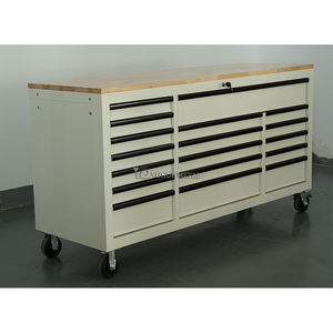 Banco da Lavoro Mobile con 72 Pollici di Altezza, 9 Cassetti, Cassetta Portautensili in Metallo Resistente con Piano in Legno, Armadio Portatile per Attrezzi - Product Image 3