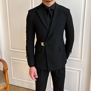 Nouveau <span class=keywords><strong>Costume</strong></span> <span class=keywords><strong>Homme</strong></span> Printemps 2025 Noir pour <span class=keywords><strong>Mariage</strong></span> et Banquet, Coupe Slim, Deux Fentes, <span class=keywords><strong>Costume</strong></span> d'Affaires pour Hommes Élégants - Product Image 5