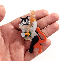 Broche créative en acrylique, motif chaton dansant, instrument de musique, guitare, accessoire vestimentaire, cadeau
