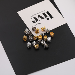 Double-sided Crown Flower Spacer Bead Alloy Plated Silver Gold Black For <b>Bracelet</b> Making DIY Jewelry Accessories - Product Image 1