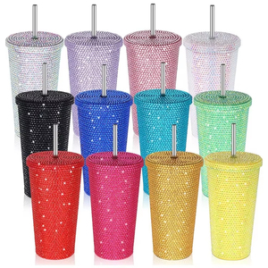 Linghui moderne 304 tasse de paille en acier inoxydable tasse de café et d'eau isolée sous vide transfrontalière avec strass pour tasse de voiture alimentaire - Product Image 4