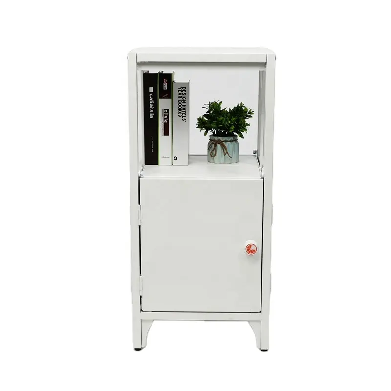 Factory White Single Door Side Table Cabinet Contemporary Locker Steel Side Storage Cabinet with Metal Door