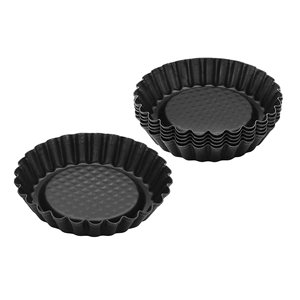 6 pezzi formine per tortine nere metalliche per cottura MOQ 100 pezzi - Product Image 1