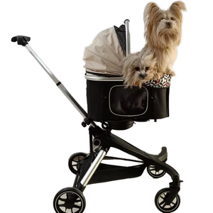 Pabrikan U801 kereta dorong anjing ringan mewah 4-roda bahan jaring pembawa hewan peliharaan untuk anjing kucing kecil diskon besar - Product Image 1