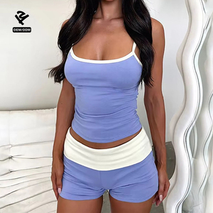 F5430 Custom due pezzi Set di abbigliamento da donna estivo aderente T-Shirt da bambino <span class=keywords><strong>a</strong></span> <span class=keywords><strong>maniche</strong></span> <span class=keywords><strong>corte</strong></span> T-Shirt Raglan e Set di Shorts ripiegati - Product Image 4