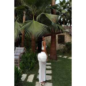 RONJA <b>White</b> Linen Two-Piece Set for <b>Women</b> <b>Short</b> Top and <b>Shorts</b> in Sizes XS S M L XL 2XL 3XL 4XL 5XL - Product Image 4