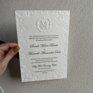 Juego de Tarjetas de Invitación de Boda Personalizadas, Impresas en Letterpress, con Papel de Algodón Repujado - Product Image 4