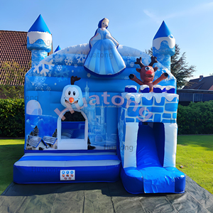 Huatong thư bị trả lại nhà Inflatable tuyết trắng phim hoạt hình Inflatable Trampoline màu xanh nhảy lâu đài với Slide Combo hupfburg cho trẻ em - Product Image 1