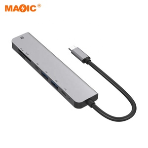 Concentrateur de hub <span class=keywords><strong>USB</strong></span> 7 en 1 2 PD, adaptateur de type C 4k 30hz, séparateur, station d'accueil, extension pour ordinateur portable PC - Product Image 2