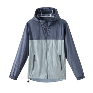 Chaqueta de Verano para Parejas, Anti-UV, de Nailon, con Protección Solar, Cierre de Cremallera, Capucha, Diseño Colorblock, Ligera, Repelente al Agua, para Actividades al Aire Libre - Product Image 1