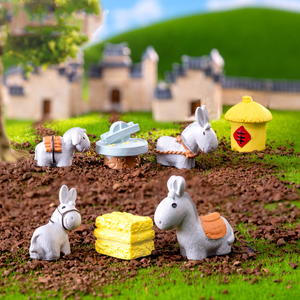 Nouveaux modèles résine jardin personnalisé réaliste tirer <span class=keywords><strong>moulin</strong></span> âne Figurine jouet ferme Animal Miniature bricolage paysage décoration - Product Image 2