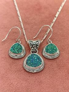 Wholesale <b>Real</b> Quartz <b>Crystal</b> Pendant and Matching Earrings Set 925 Sterling Silver Natural Gemstone Jewelry for Women Birthday - Product Image 1