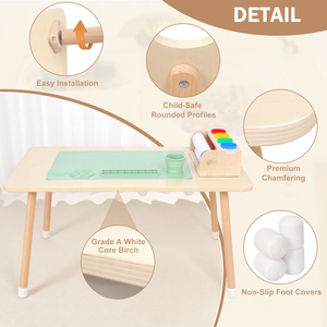 Kindermeubelset Leerbureau Peuter Voorschoolse Houtstudie Tekentafel En Stoel Interactieve Tafel Voor Kinderen - Product Image 3