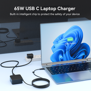 Chargeur d'ordinateur portable USB-C GaN 65W, adaptateur d'alimentation PD Type-C universel pour Lenovo HP Dell Asus <span class=keywords><strong>Huawei</strong></span> Matebook <span class=keywords><strong>Chromebook</strong></span> - Product Image 6