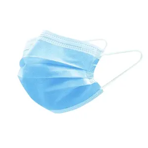 Maschera facciale monouso blu a 3 strati di alta qualità maschera per uso civile maschera elastica piatta con anello per l'orecchio per la protezione quotidiana