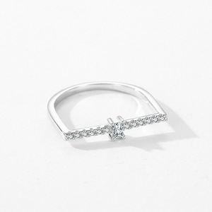 Anello speciale anello di fidanzamento con zircone 925 <span class=keywords><strong>in</strong></span> <span class=keywords><strong>argento</strong></span> Sterling a forma di U - Product Image 2