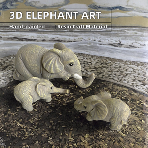 Escultura de resina de elefante 3D creativa artística al por mayor pintada a mano decoración de Navidad para el hogar madre hijo Artificial - Product Image 2