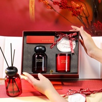 Coffret Cadeau d'Aromathérapie Artisanale de Style Chinois, Bougie Parfumée Sans Flamme Haut de Gamme, Huile Essentielle Sans Fumée, Coffret Surprise en Soja