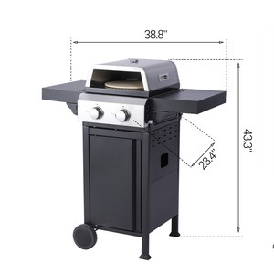Gril à gaz moderne à 2 brûleurs <span class=keywords><strong>Four</strong></span> à <span class=keywords><strong>pizza</strong></span> GPL en acier inoxydable avec <span class=keywords><strong>table</strong></span> d'appoint portable <span class=keywords><strong>pour</strong></span> boîte à <span class=keywords><strong>pizza</strong></span> <span class=keywords><strong>pour</strong></span> jardin, patio ou arrière-cour - Product Image 2
