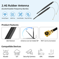 Antenne double bande 2,4 GHz 5,8 GHz en caoutchouc 5dBi omnidirectionnelle pliable U.FL I P E X Pigtail pour routeur sans fil