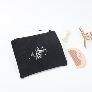 Recyclable Custom Logo Cotton Canvas Zipper Portable Lipstick Cosmetic Bags Canvas Makeup Cosmetic Pouch - Product Image 3