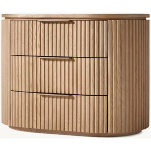Mesita de Noche Moderna de Madera con 3 Cajones, Color de Madera Personalizado, para Dormitorio - Product Image 4