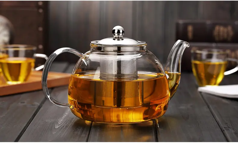 Factory Wholesale High Borosilicate Glass Teapot With Infuse Transparent Teapot In Kitchen