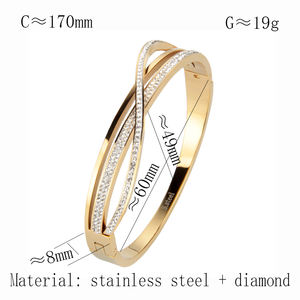 Bracciale in Acciaio Inossidabile Dorato a Forma di <span class=keywords><strong>S</strong></span> con Diamanti, Accessorio di Gioielleria di Alta Qualità per Donna, Regalo per Feste - Product Image 5