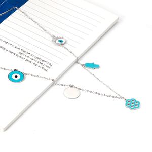 Collar de Cadena con Dijes de Acero Inoxidable, Chapado en Oro de 18K, Diseño de Ojo y Mano, Múltiples Estilos, para Mujer - Product Image 4