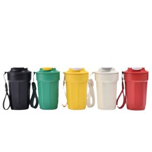 Stainless Steel Insulated Coffee Tumbler with Strap, Leakproof <b>Double</b> <b>Wall</b> Travel <b>Mug</b> with Dual Lid, for Office, Gym Custom Logo - Product Image 5