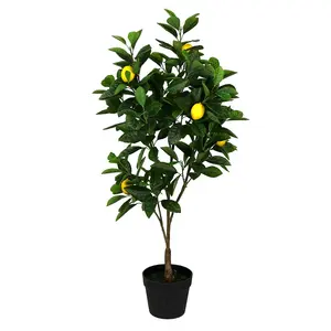 Bonsái con maceta para decoración de oficina, árbol de limón, fruta artificial, gran oferta de fábrica