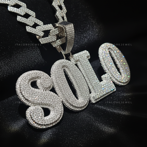 Collar con Colgante de Letra Hip Hop SOLO, Plata 925 Chapada en Oro, con Moissanita, Joyería Moderna, Regalo - Product Image 5