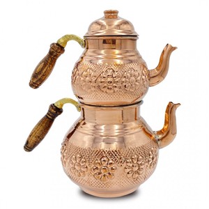 Copper Daisy Patterned <b>Teapot</b> Handcrafted Unique Copper <b>Tea</b> Kettle - Product Image 3